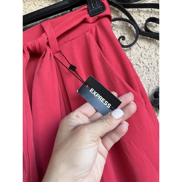 Express Mid Rise Paper bag Knit Pants - Size Small - Salmon Pink - Picture 4 of 11